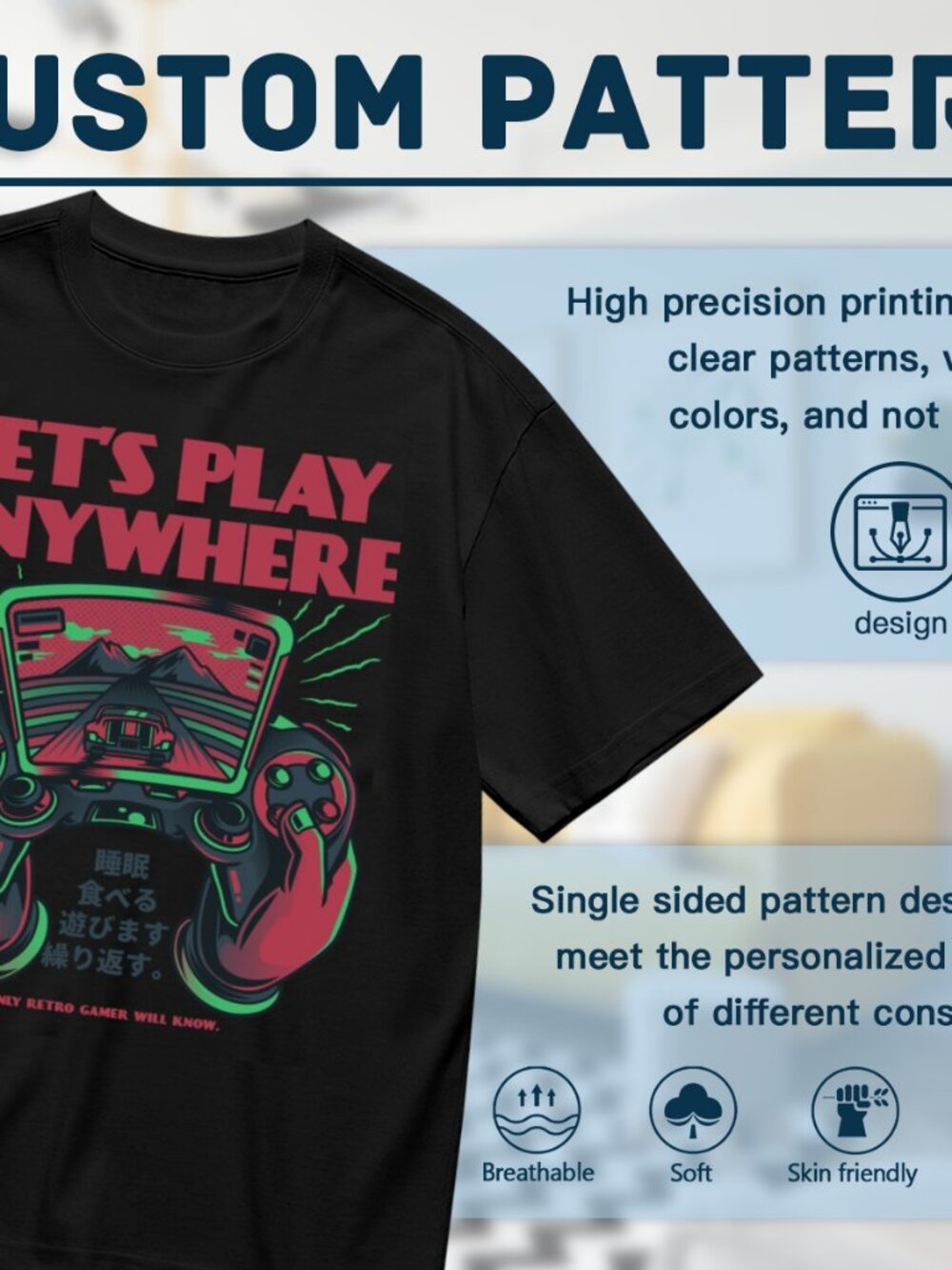 Let's Play Anywhere Graphic Tee - Black - Picture 2 of 5